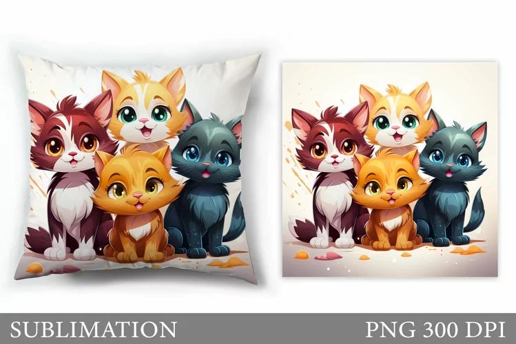 Funny Cat Sublimation. Cute Cat Pillow Sublimation