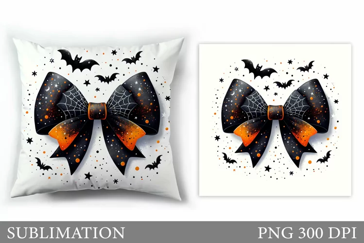 Halloween Bow Sublimation. Halloween Pillow Sublimation