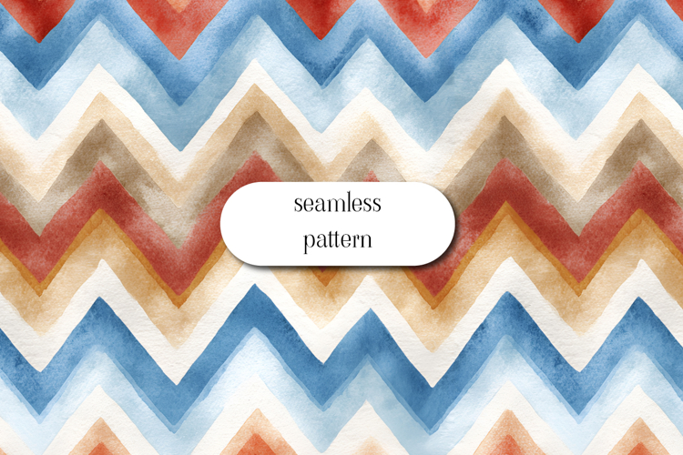 Watercolor Chevron Seamless Pattern Boho Zigzag Design
