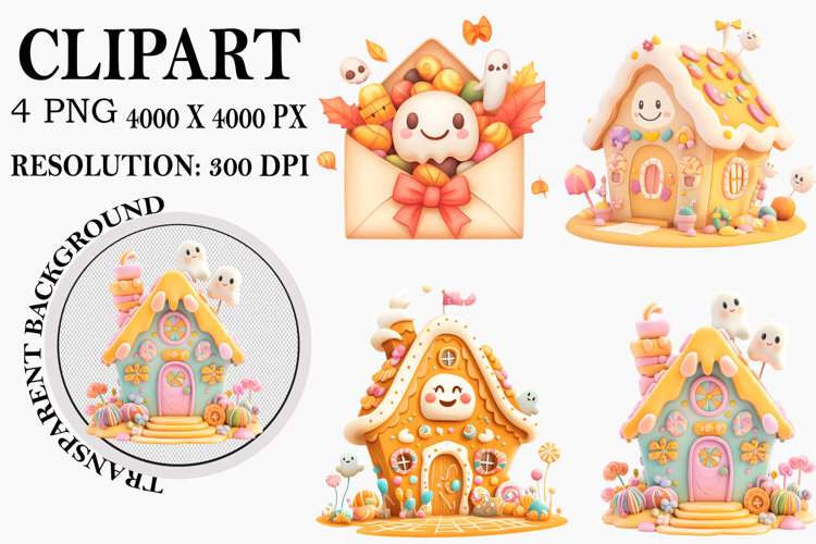 Whimsical Halloween Ghost Clipart Watercolor PNG