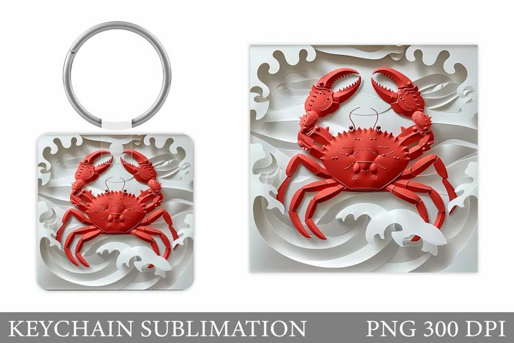 Crab Keychain Design. Crab Sublimation
