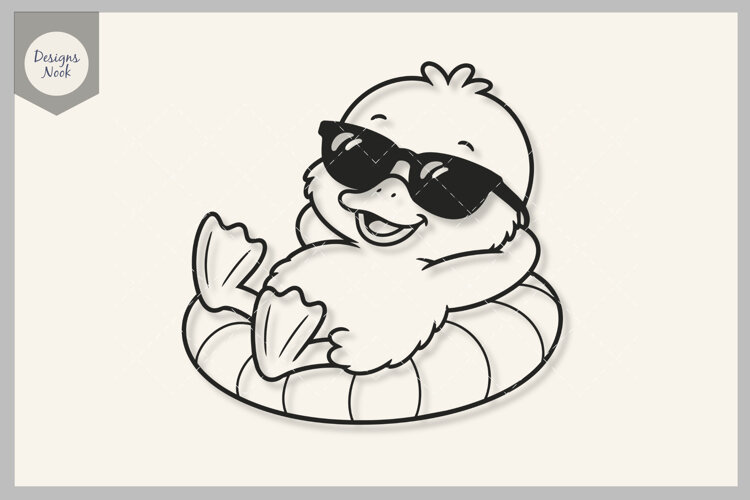 Baby Duck SVG, Cute Duckling Sunglasses SVG, Summer Pool example image 1