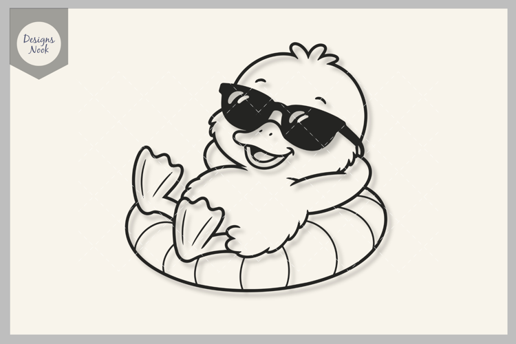 Baby Duck SVG, Cute Duckling Sunglasses SVG, Summer Pool