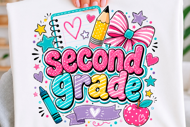 Second Grade Striped Back to School PNG
