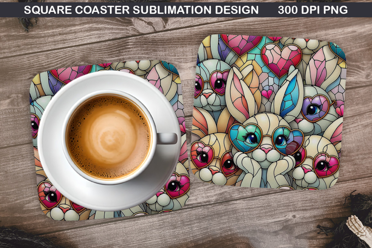 Bunny Coaster Sublimation, Christmas Coaster PNG Design