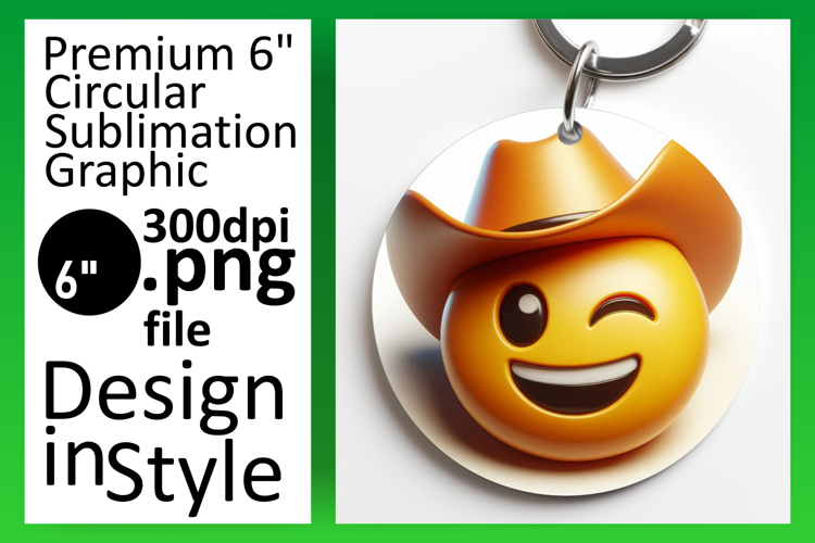 Elegant Keychain Round Design Template , 3D Emoji