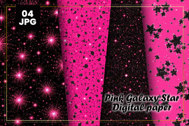 Pink Galaxy Star Digital Paper example image 1