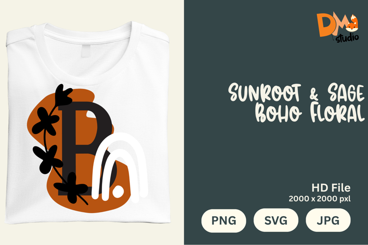 Sunroot & Sage Boho Floral Monogram