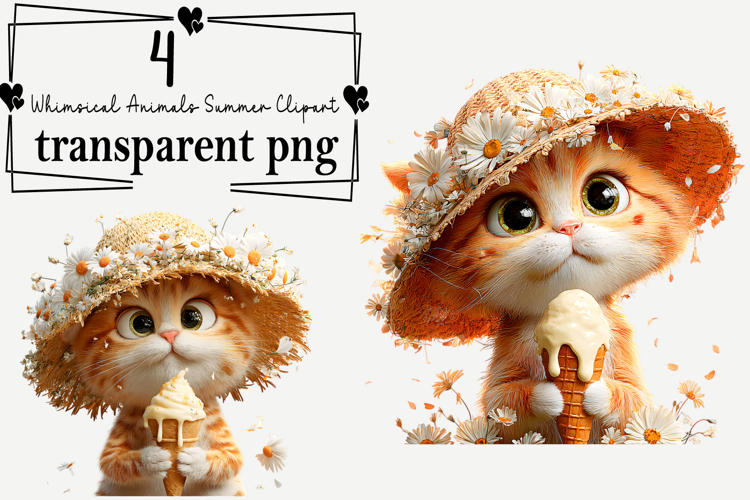 Whimsical Animals Summer Clipart Watercolor PNG