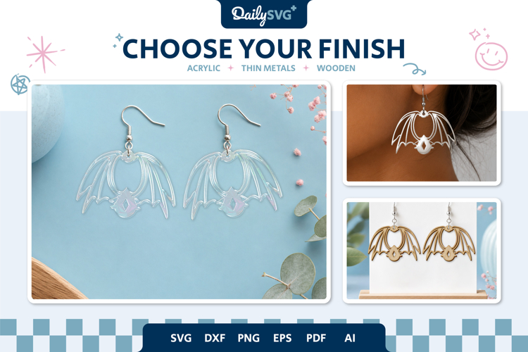 Demon Wings Earrings Laser Cut