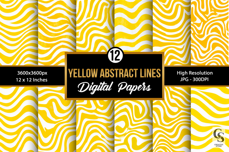 Yellow Abstract Wavy Lines Seamless Patterns