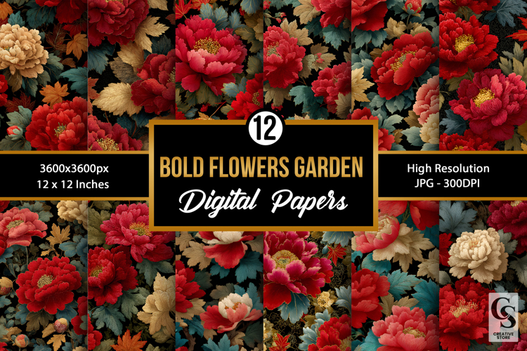 Bold Flower Garden Digital Papers