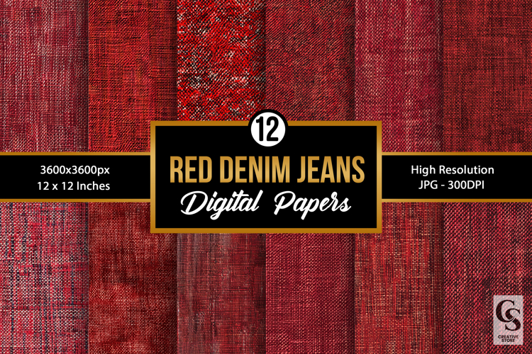 Red Denim Jeans Texture Seamless Patterns