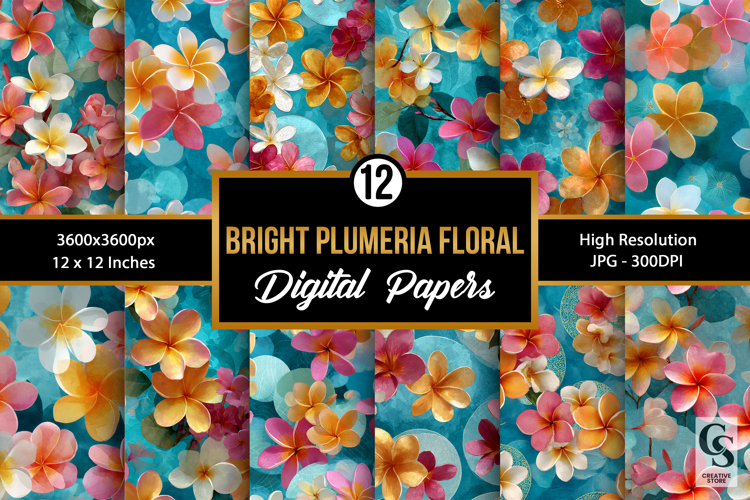 Bright Colorful Plumeria Flowers Patterns