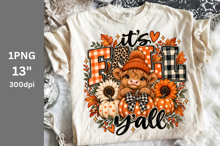 Fall PNG, Halloween PNG, Highland Cow PNG