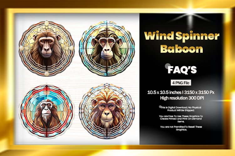 Baboon Wind Spinner Sublimation - 04 Variations example image 1