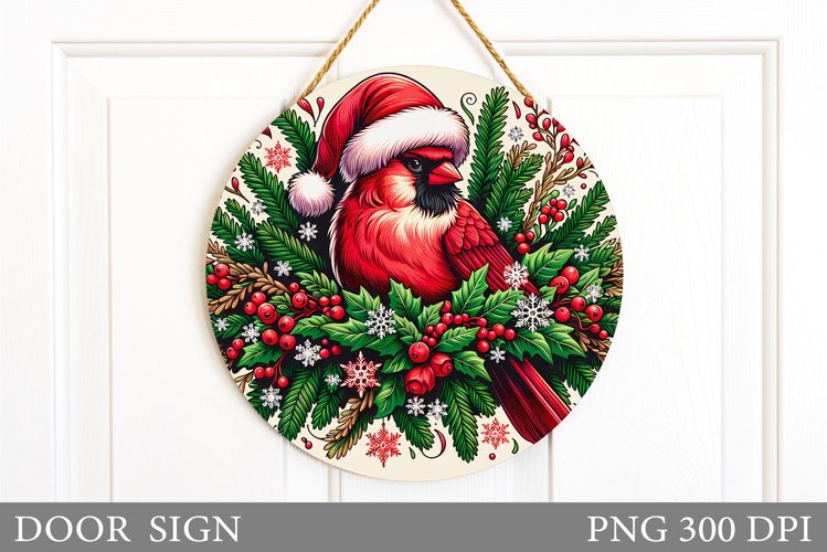 Christmas Bird Door Sign. Christmas Door Sign Sublimation
