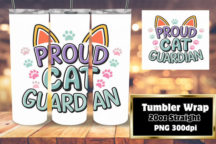 Inspired 20oz Tumbler Wrap Template , Cat Quote example image 1