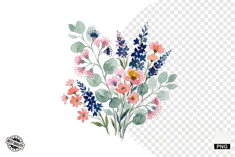 Watercolor Moonlit Meadow Clipart example image 1