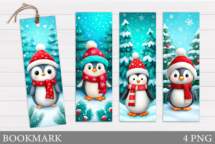 Christmas Penguin Bookmark. Christmas Bookmark Printable