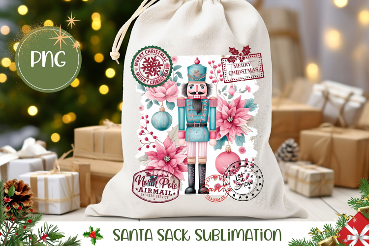 Cartoon Christmas Nutcracker Santa Sack, Christmas Gift Bag