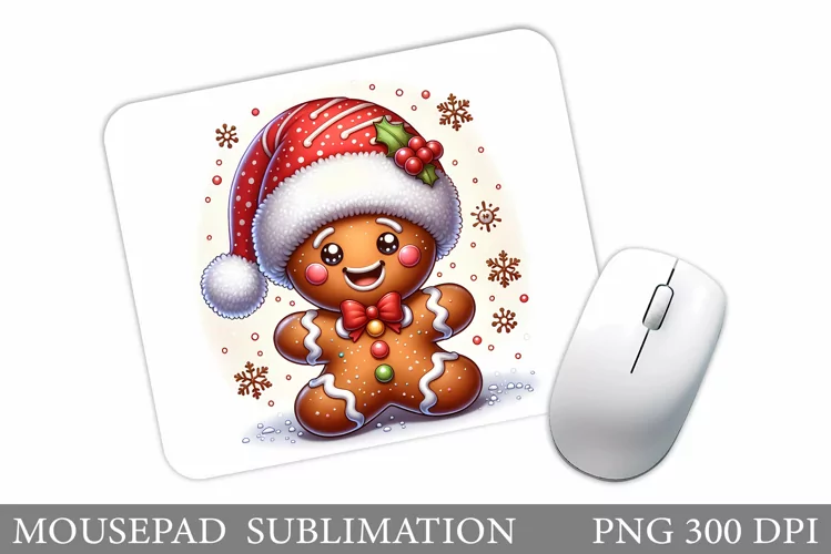 Cute Gingerbread Mouse Pad. Christmas Mouse Pad Design
