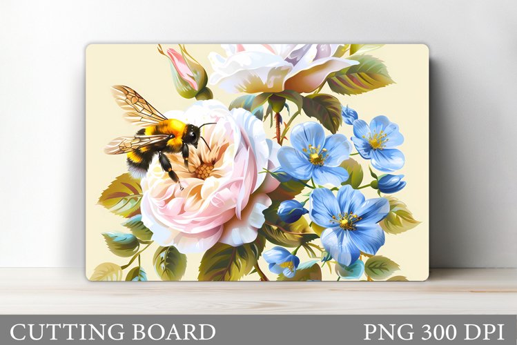 Bee Cutting Board Design. Flowers Cutting Board Sublimation example image 1