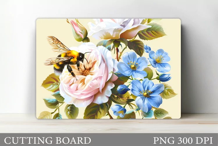 Bee Cutting Board Design. Flowers Cutting Board Sublimation