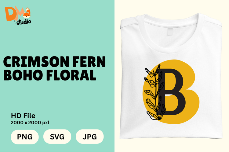 Crimson Fern Boho Floral Monogram