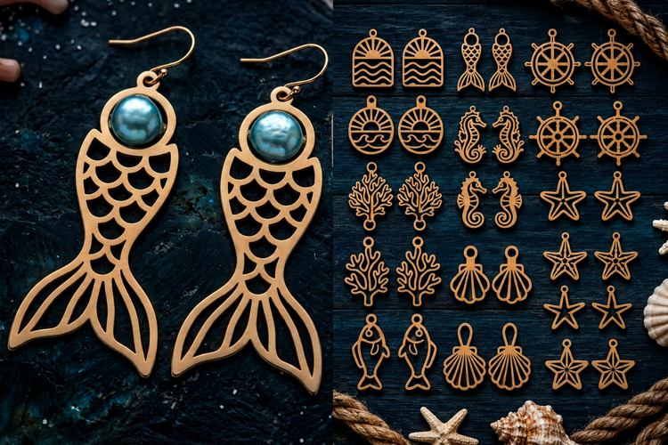 Ocean Earrings Laser Cut Bundle.