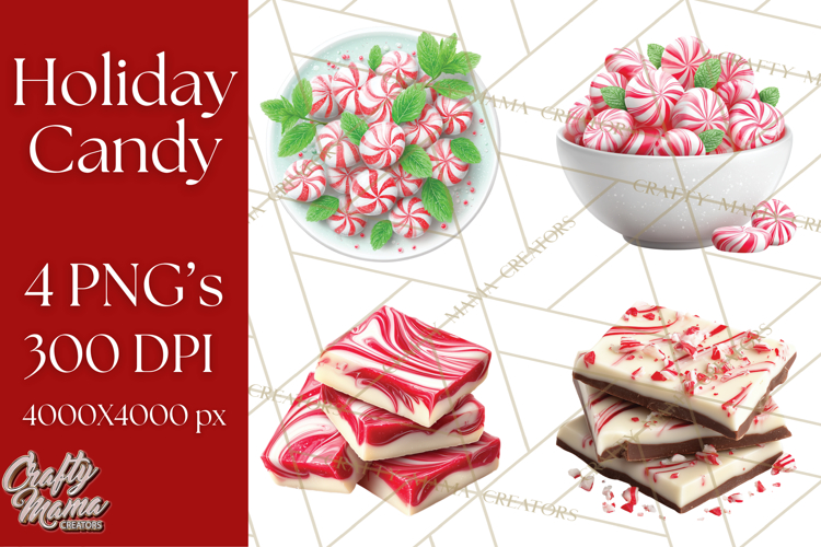 Christmas Candy Clipart PNG, Realistic Holiday Treats