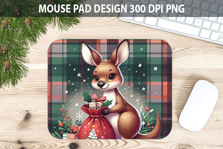 Christmas Kangaroo Pad Sublimation - Animal PNG Design