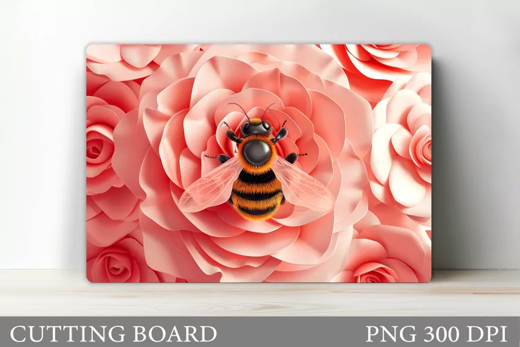 Bee Cutting Board Design. Roses Cutting Board Sublimation