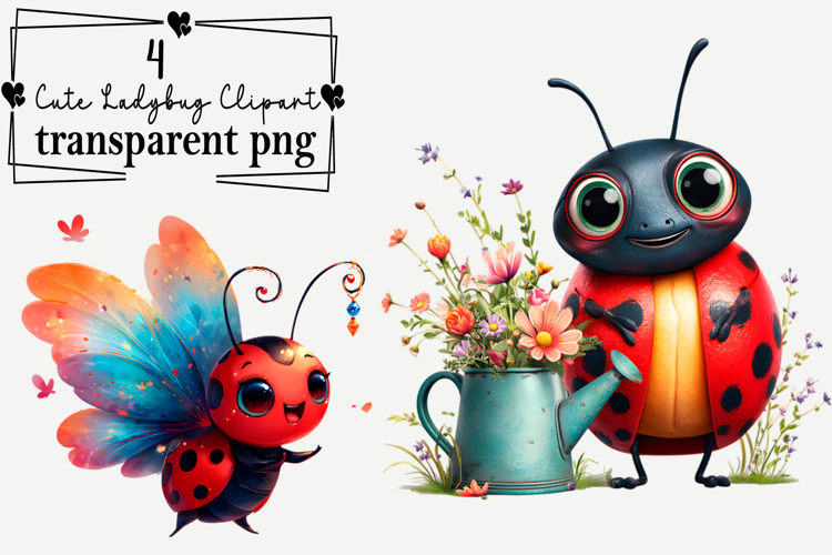 Whimsical Cute Ladybug Clipart PNG Watercolor png