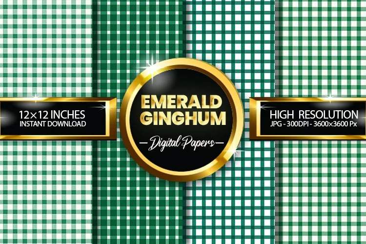 Emerald Gingham Digital Papers - 04 Variations