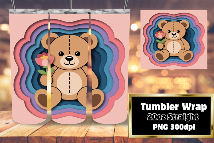 LUXURIOUS 20oz Tumbler Template , Cute Bear