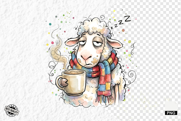 Whimsical Farm Animals Drink Coffee Clipart