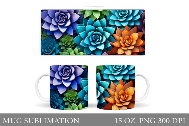 Succulents Mug Sublimation. Plants Mug Design