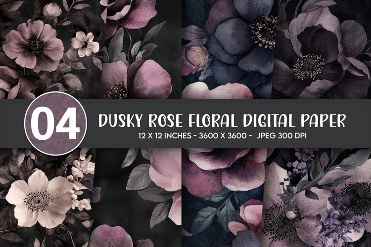 Dusky Rose Floral Digital Paper