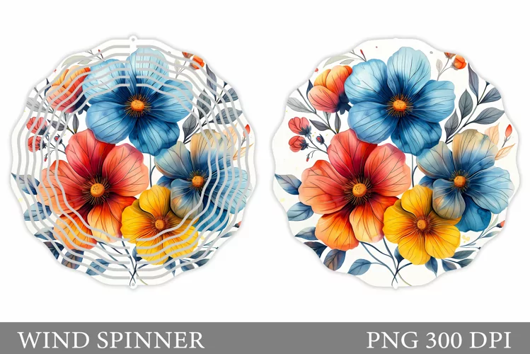 Floral Wind Spinner Sublimation. Flowers Wind Spinner Design