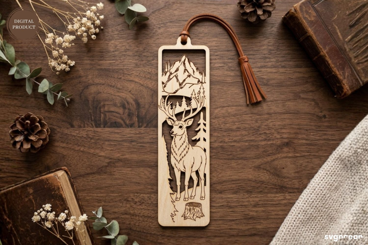 Winter Reindeer Bookmark Laser Cut | Glowforge | SVG