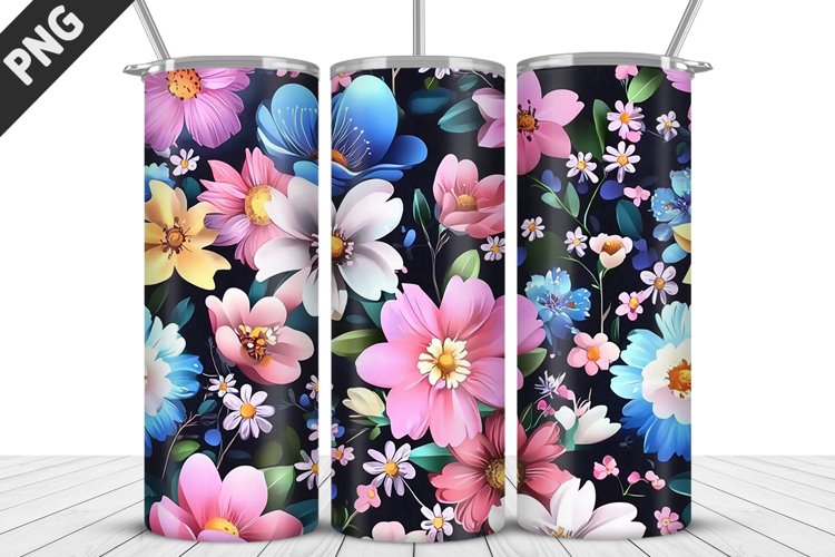 Flowers Tumbler Wrap | Sublimation Design | Tumbler PNG