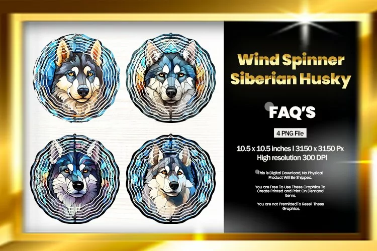 Siberian Husky Wind Spinner Sublimation - 04 Variation