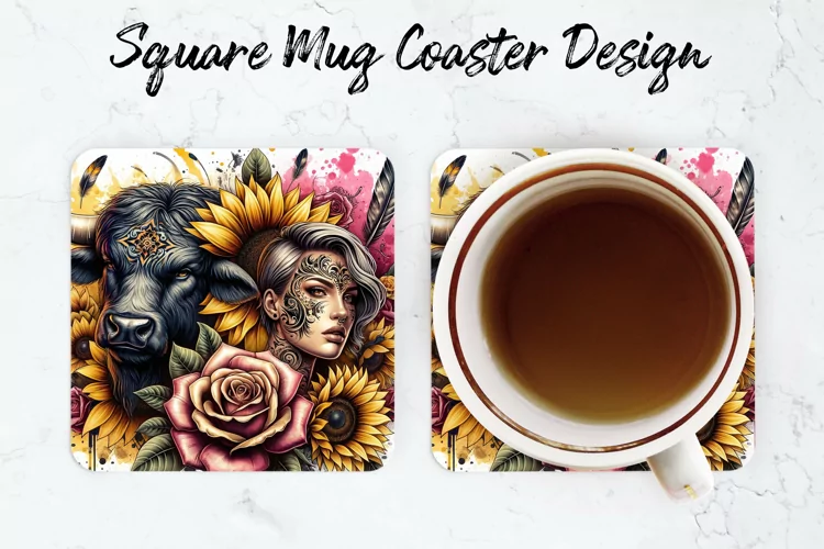 Zodiac bull with Girl Mug coaster | Coaster | Sublimation