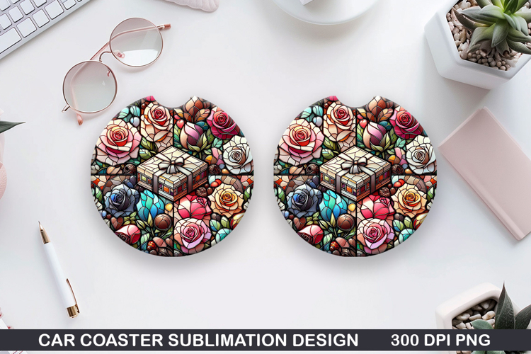 Roes Car Coaster Sublimation| Valentine Coaster PNG
