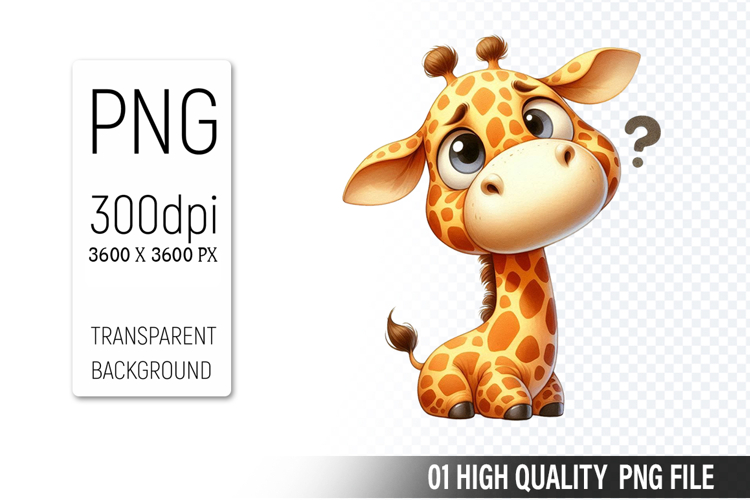 Cute Giraffe , Animal Sublimation Clipart PNG