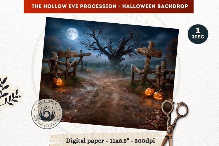 Gothic Halloween background - Hollow Eve Procession Backdrop example image 1