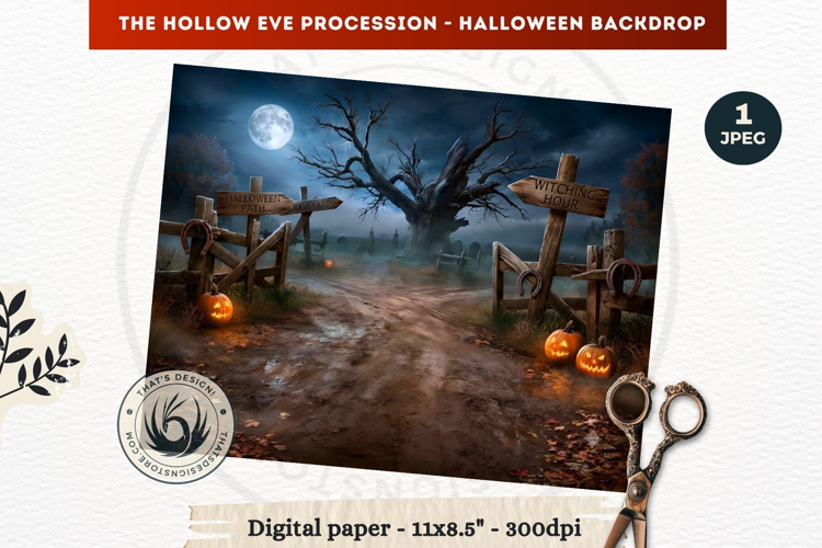 Gothic Halloween background - Hollow Eve Procession Backdrop