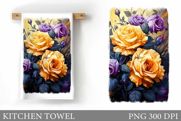 Roses Kitchen Towel. Flowers Kitchen Towel Design