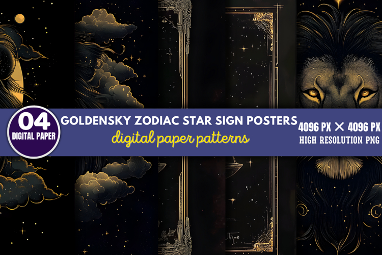 GoldenSky Zodiac Star Sign Posters PNG